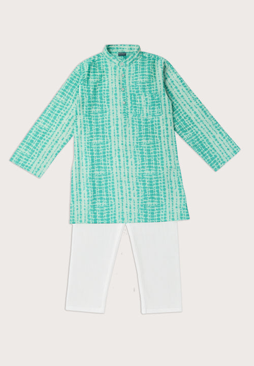 Aqua Shibori Kurta Pajama