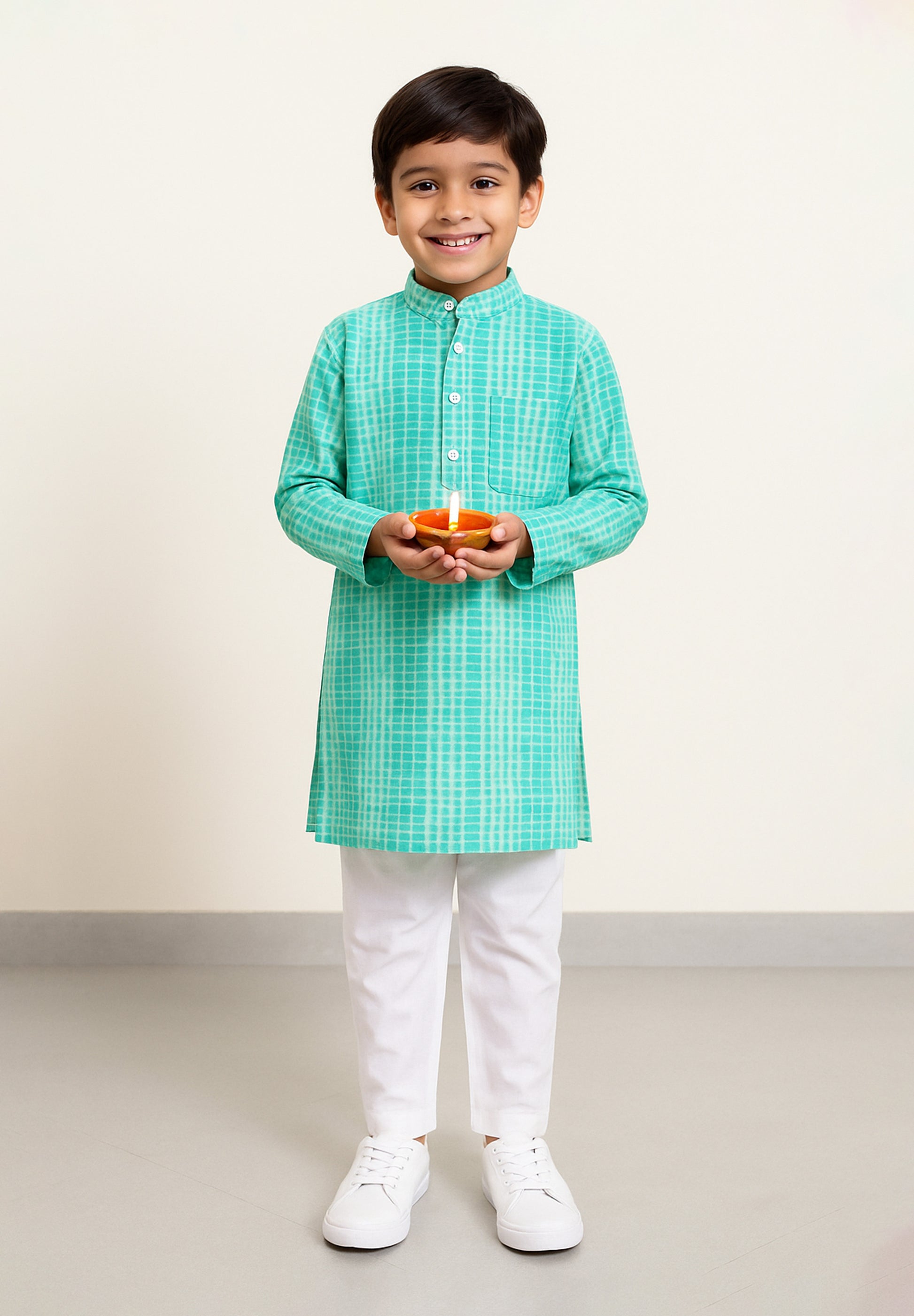 Aqua Shibori Kurta Pajama