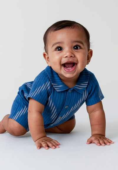 Blue Waves Cotton Baby Romper