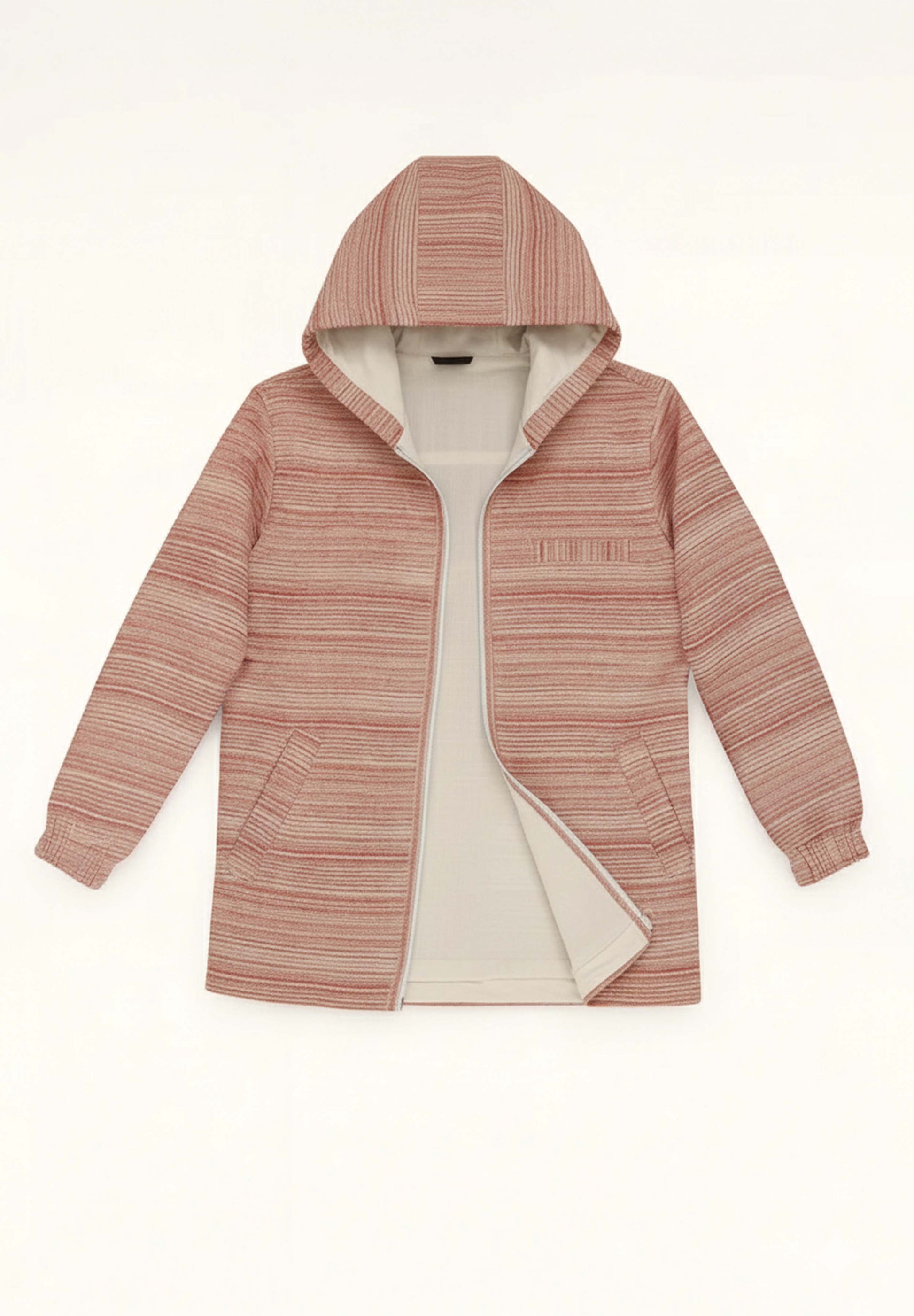 Rust Striped Zip-Up Jacket