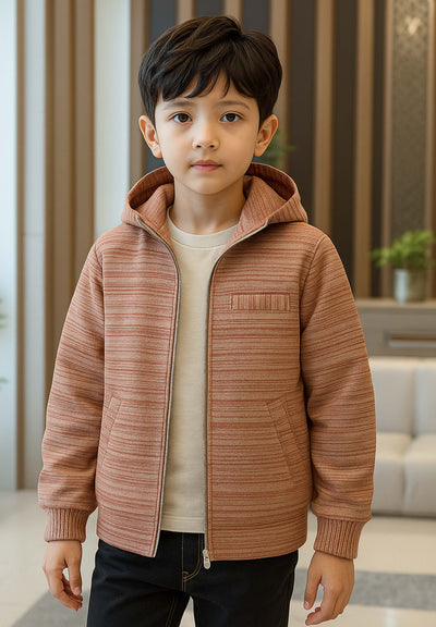 Rust Striped Zip-Up Jacket