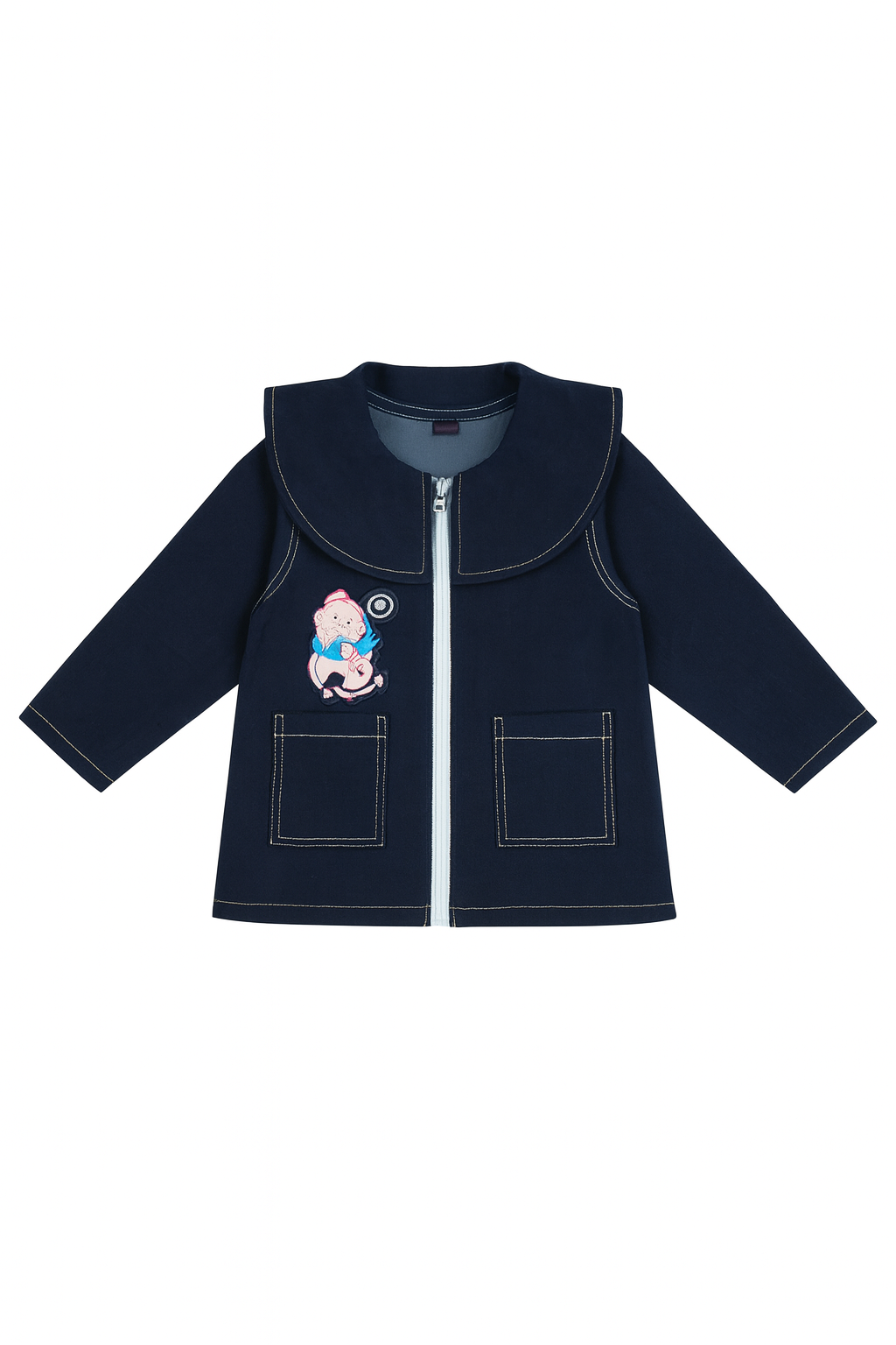 KidsWorld Life Denim Teddy Jacket with Beige Winter Pants | Stylish Girls Denim Set | Soft & Warm Winterwear for Kids