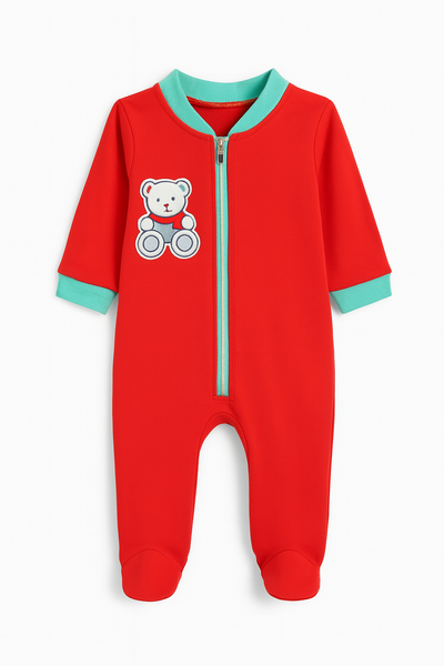 Romper Full Sleeves Winter Sleepsuit with Teddy Patch – Soft & Stretchable for Newborn 0 month to 2 Years