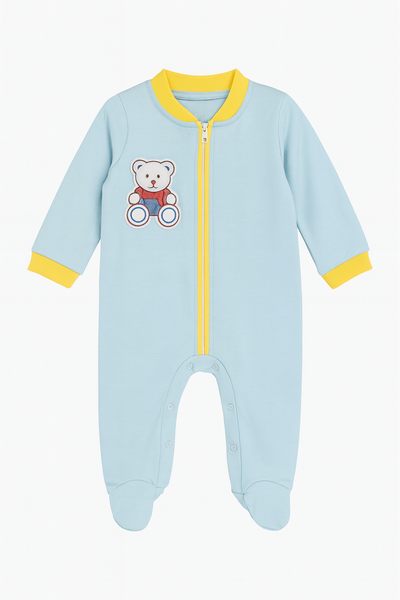 Soft Interlock Cotton Baby Romper | Full Sleeves Winter Sleepsuit with Teddy Design – Cozy & Stretchable for Newborn to 2 Years