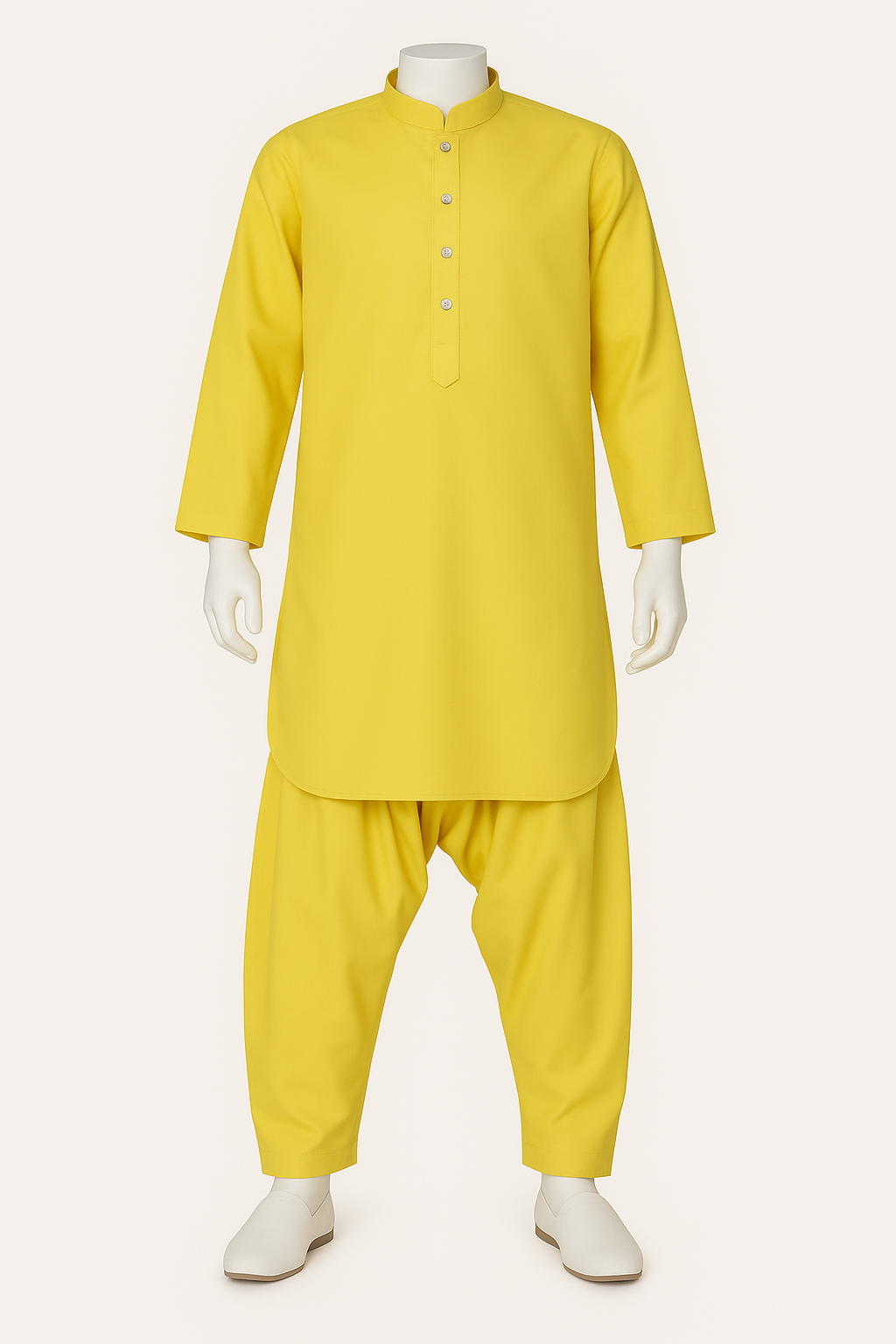 Boys Mustard Yellow Pathani Kurta Pajama Set