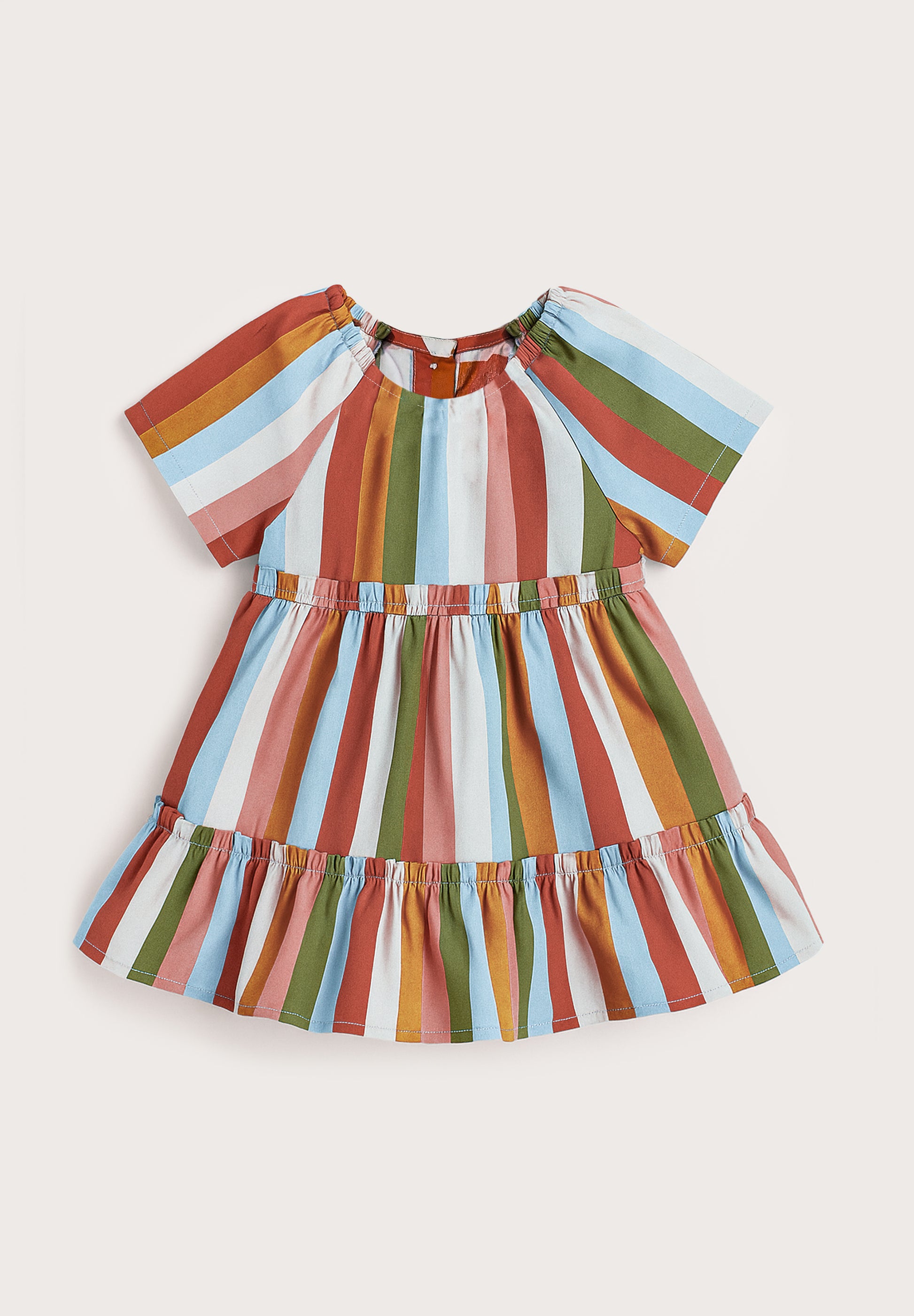 Multicolor Striped Pure Cotton Baby Frock with Bloomer