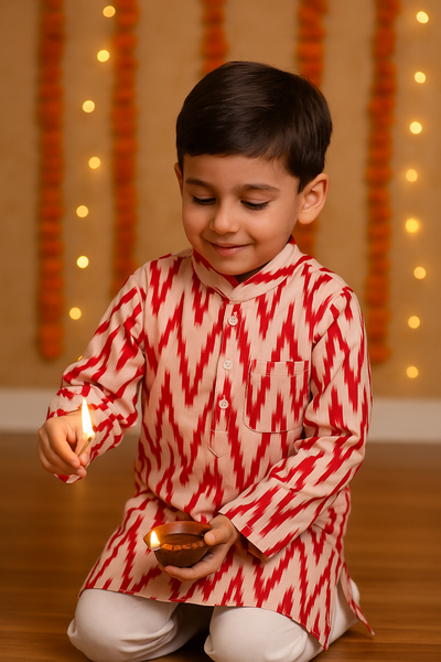 Ikat Kurta Pajama Set for Boys