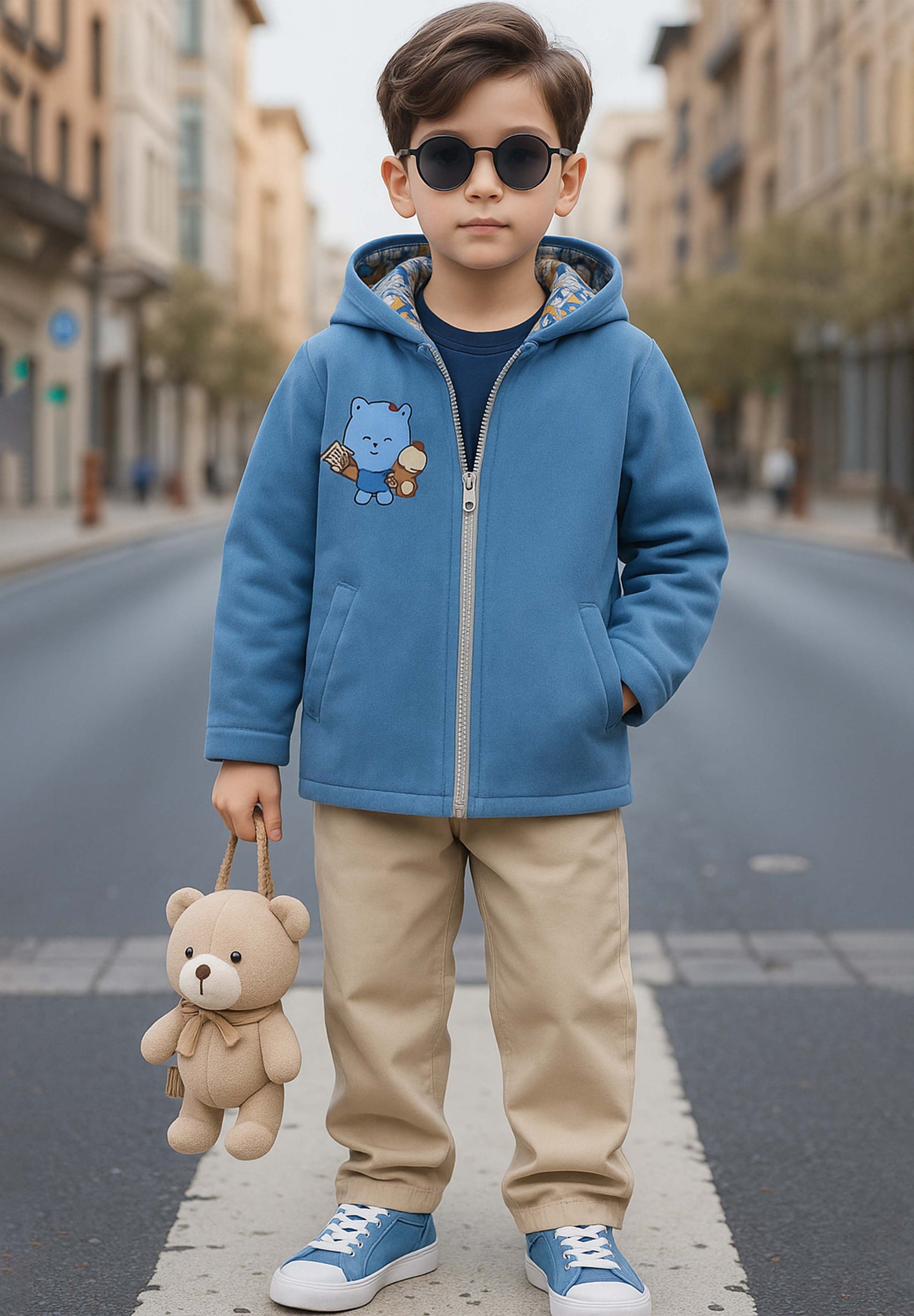 Light Blue Hooded Jacket