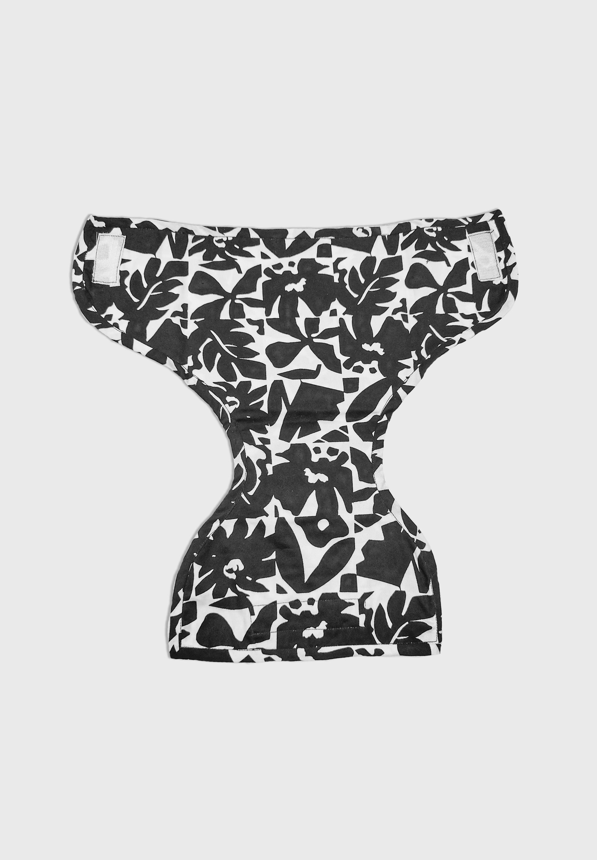 Monochrome Bloom Diaper Cover