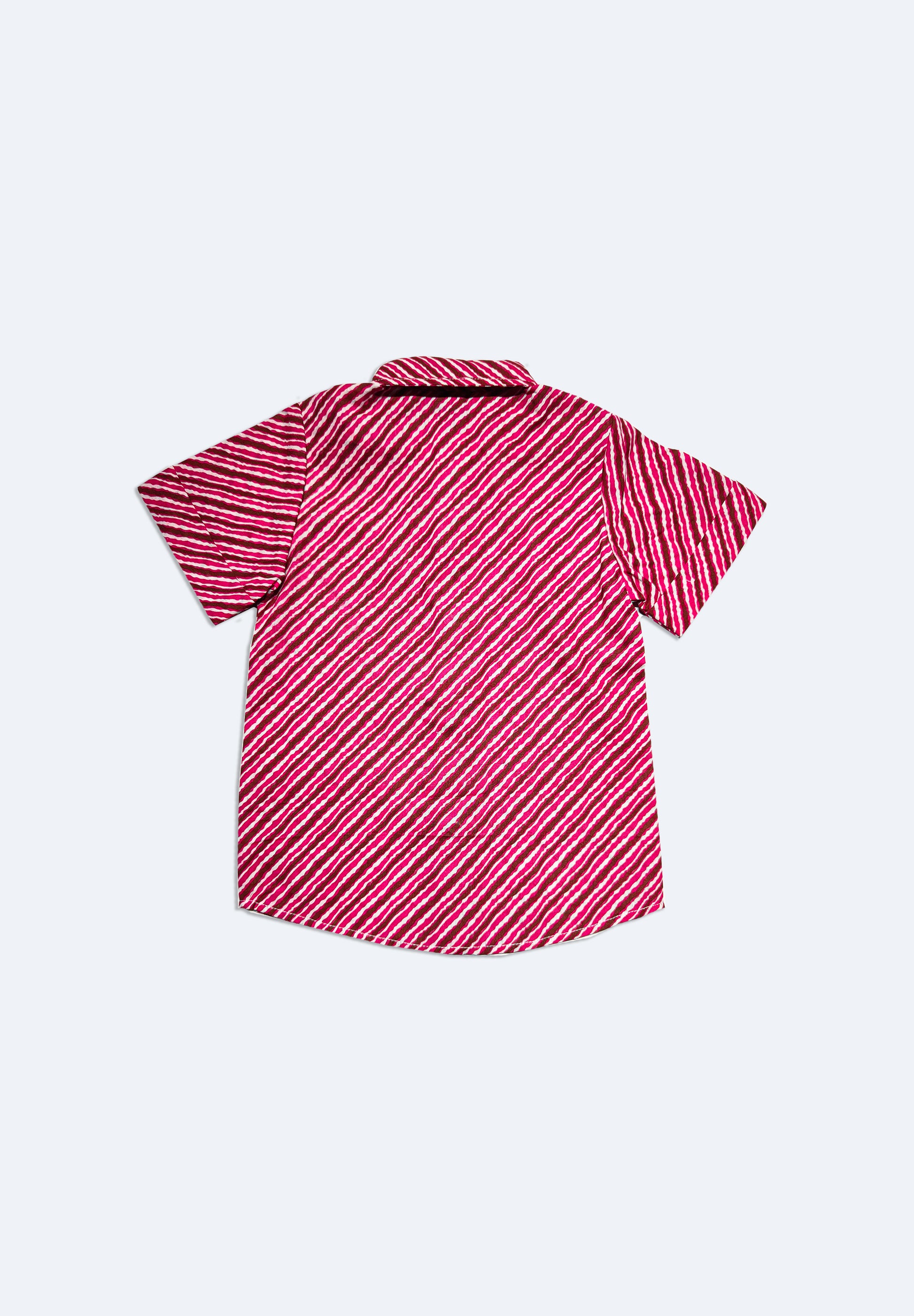 Pink Wave Stripe Cotton Shirt