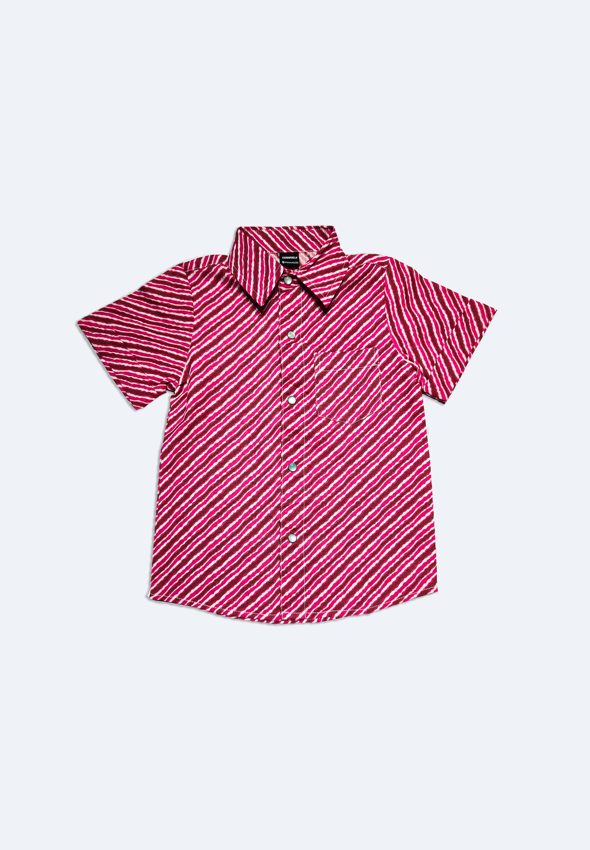 Pink Wave Stripe Cotton Shirt