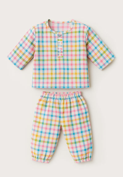 Rainbow Checkered Cotton Co-ord Set (Unisex)