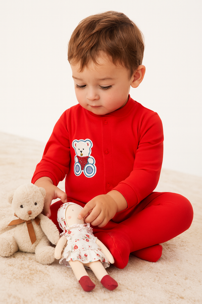 Red Snuggle Teddy Romper