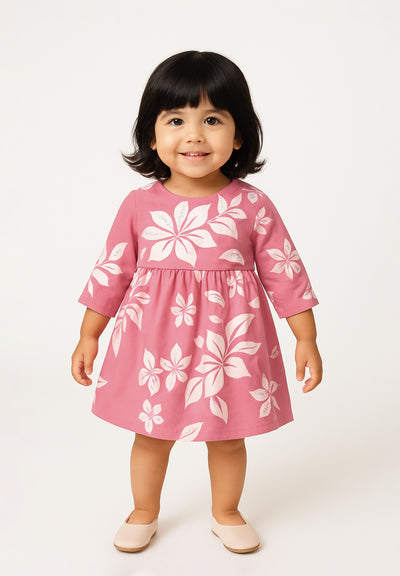 Rosy Bloom – Pink Floral Cotton Dress