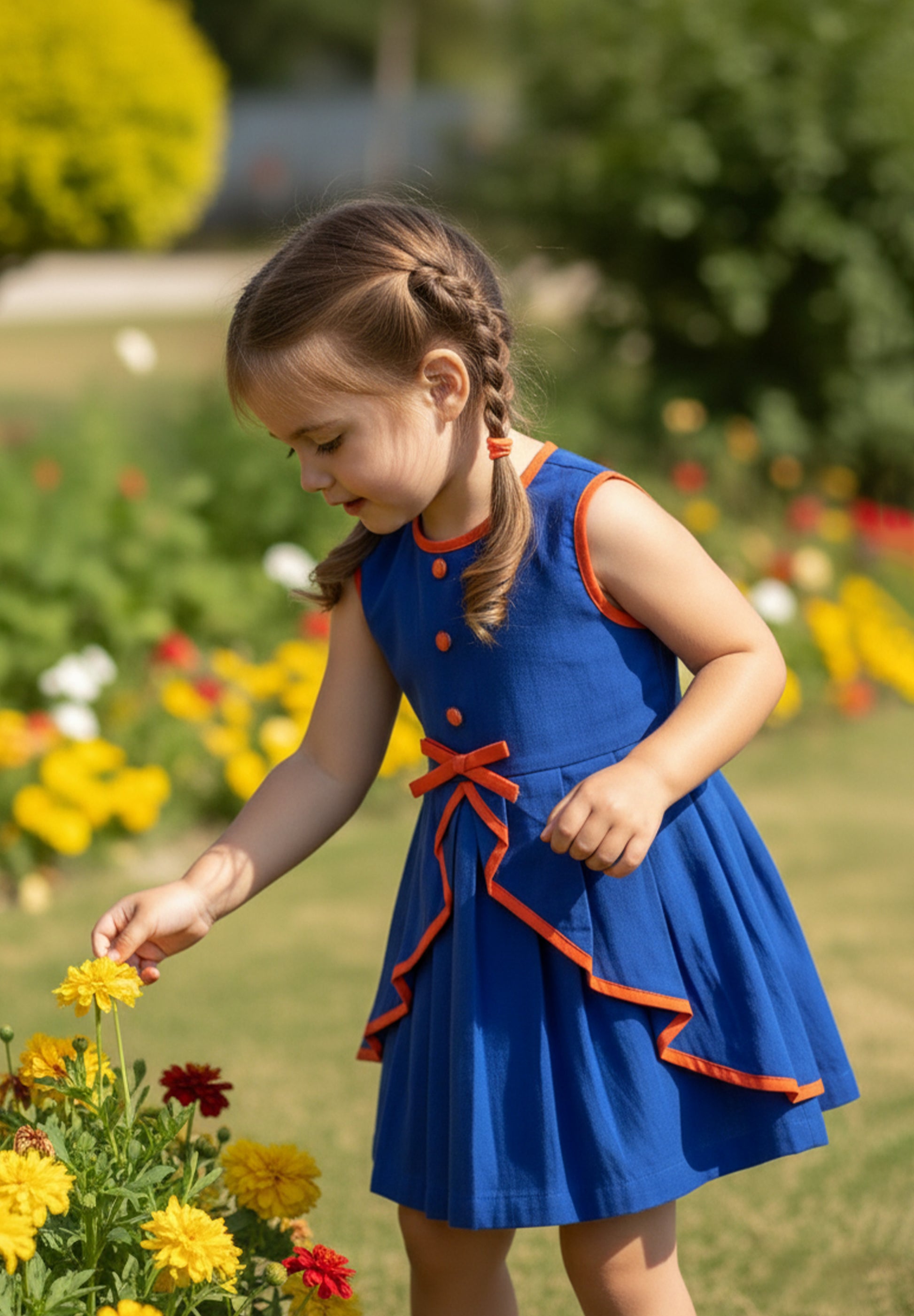 Royal Bloom Pleated Dress