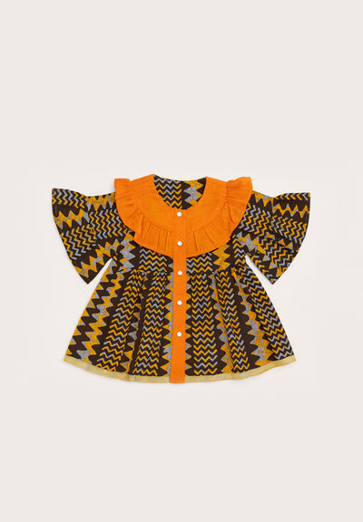 Sunburst Zigzag Cotton Dress