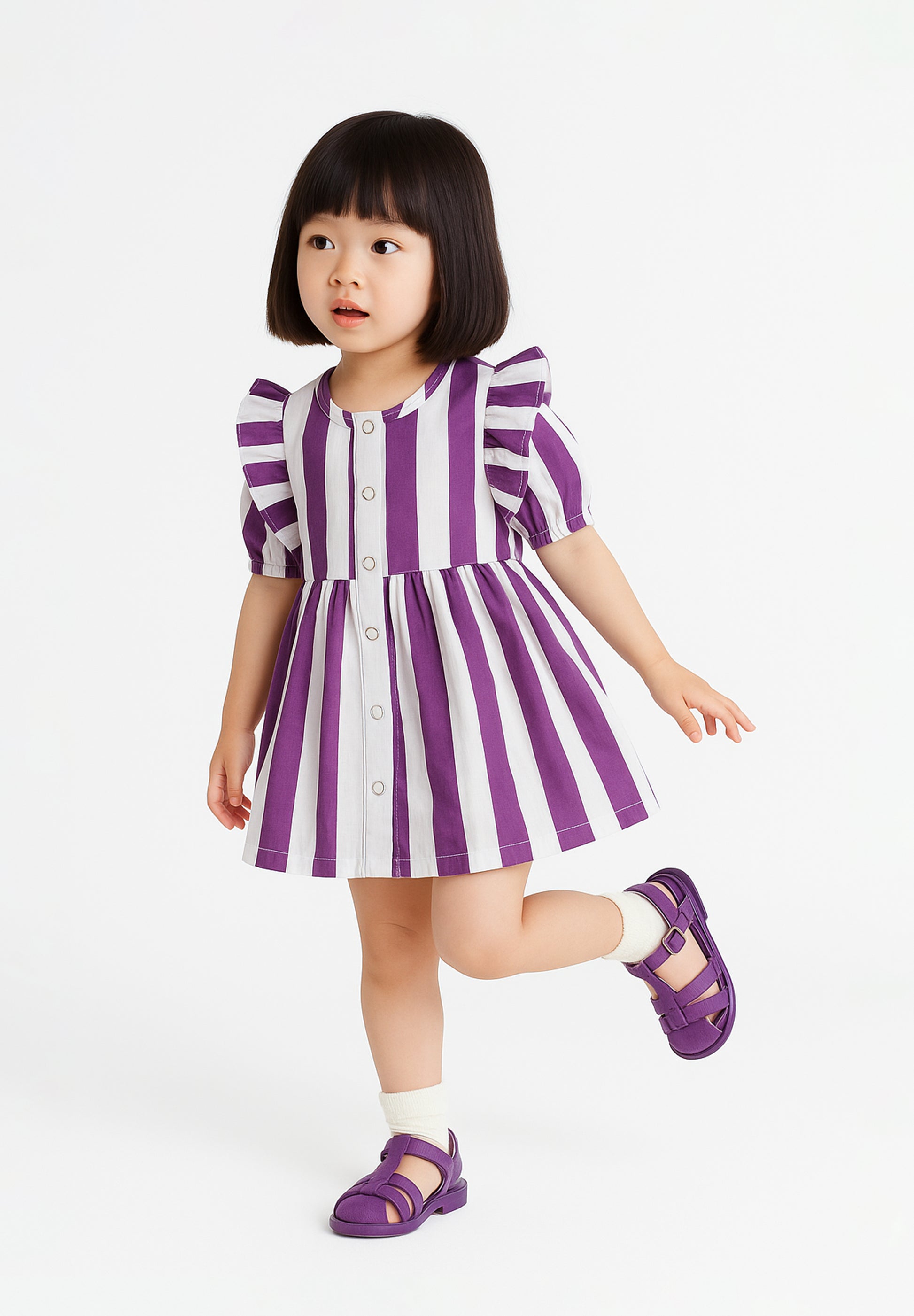 Violet Stripe Cotton Dress