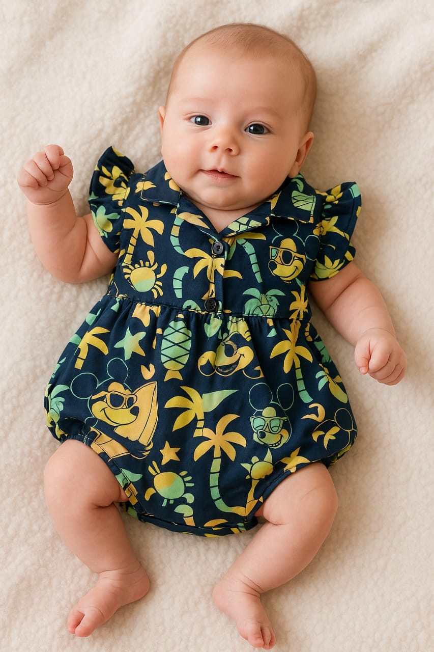ROMPER FOR NEW BORN BABY PURE COTTON Tropical Fun Cartoon Print Baby Romper