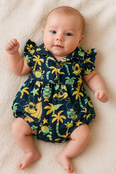 ROMPER FOR NEW BORN BABY PURE COTTON Tropical Fun Cartoon Print Baby Romper
