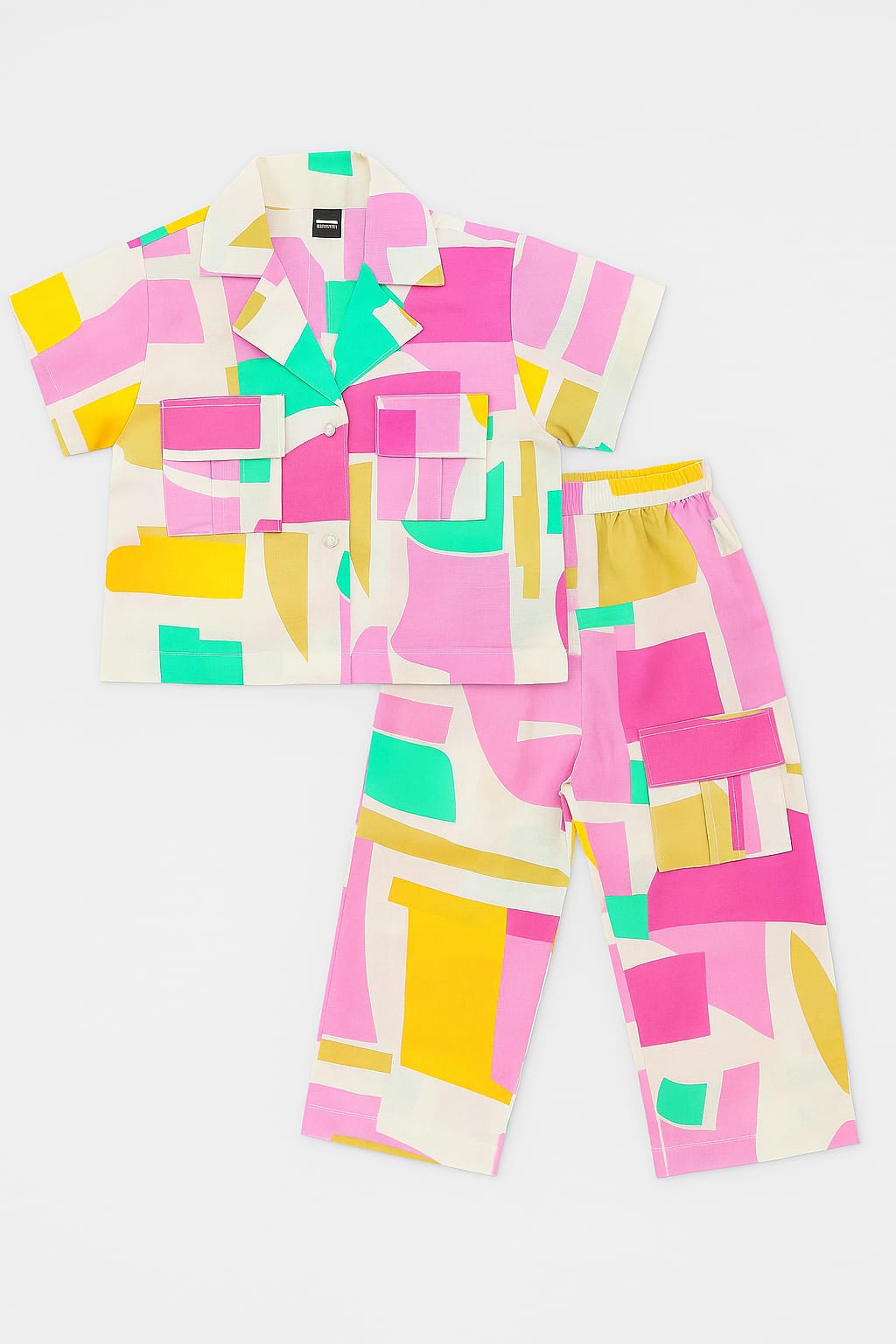 Multicolor Abstract Cotton Co-ord Set for Girls